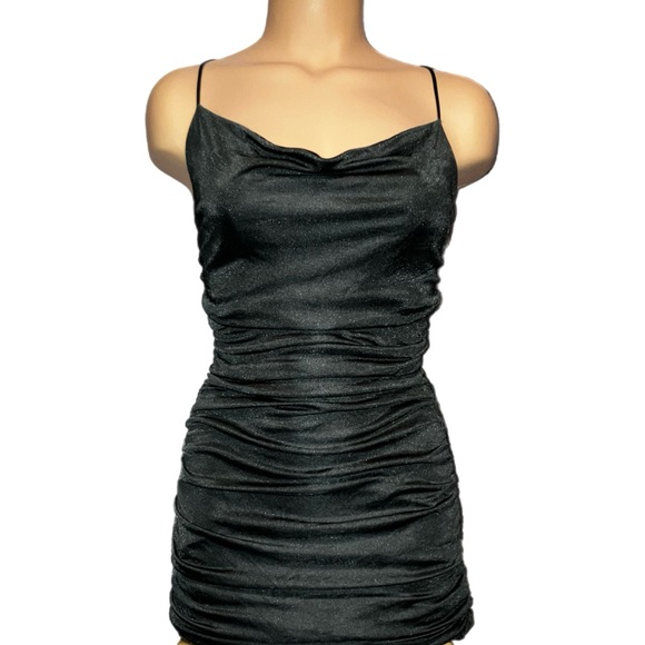 *3 for $30!* Express Dress Ruched Gunmetal Dark Gray Silky Bodycon XS - Picture 1 of 4